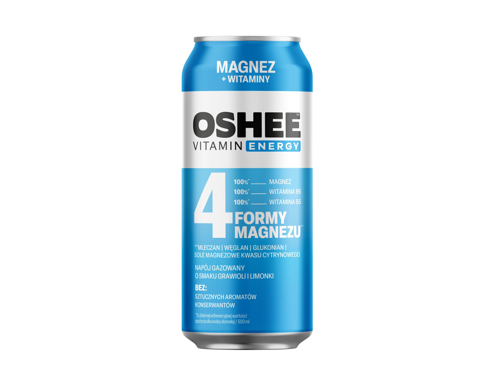 Oshee Vitamin  puszka 0,5L  niebieska (zgrzewka 24 szt.)