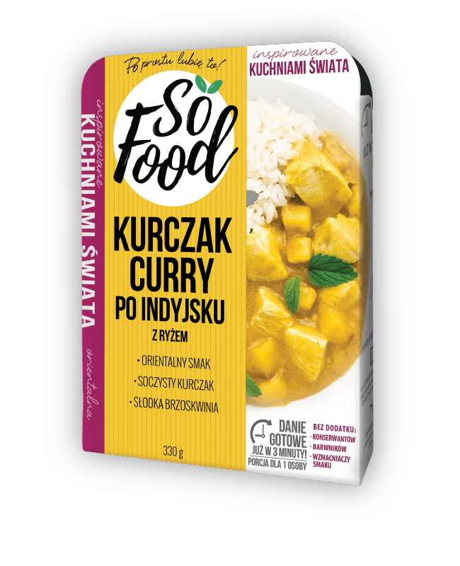 So Food Kurczak curry po indyjsku z ryżem (karton 8 szt.)
