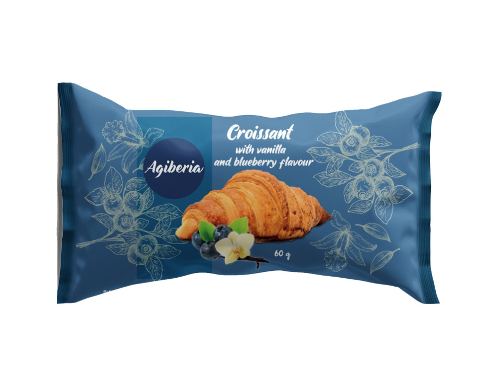 Agiberia Croissant - waniliowo borówkowy 60 g (karton 30 szt) 