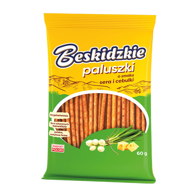 Paluszki Beskidzkie Ser-cebulka 60 g AKSAM (karton 24 szt.)